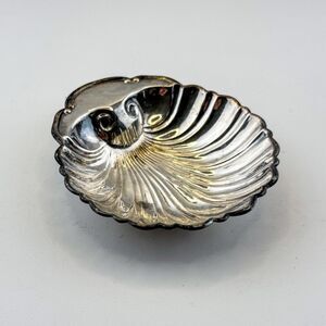 Vintage Silver Plated Shell Trinket Dish | 3" Seashell Coastal Decor